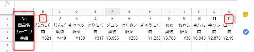 列の固定について