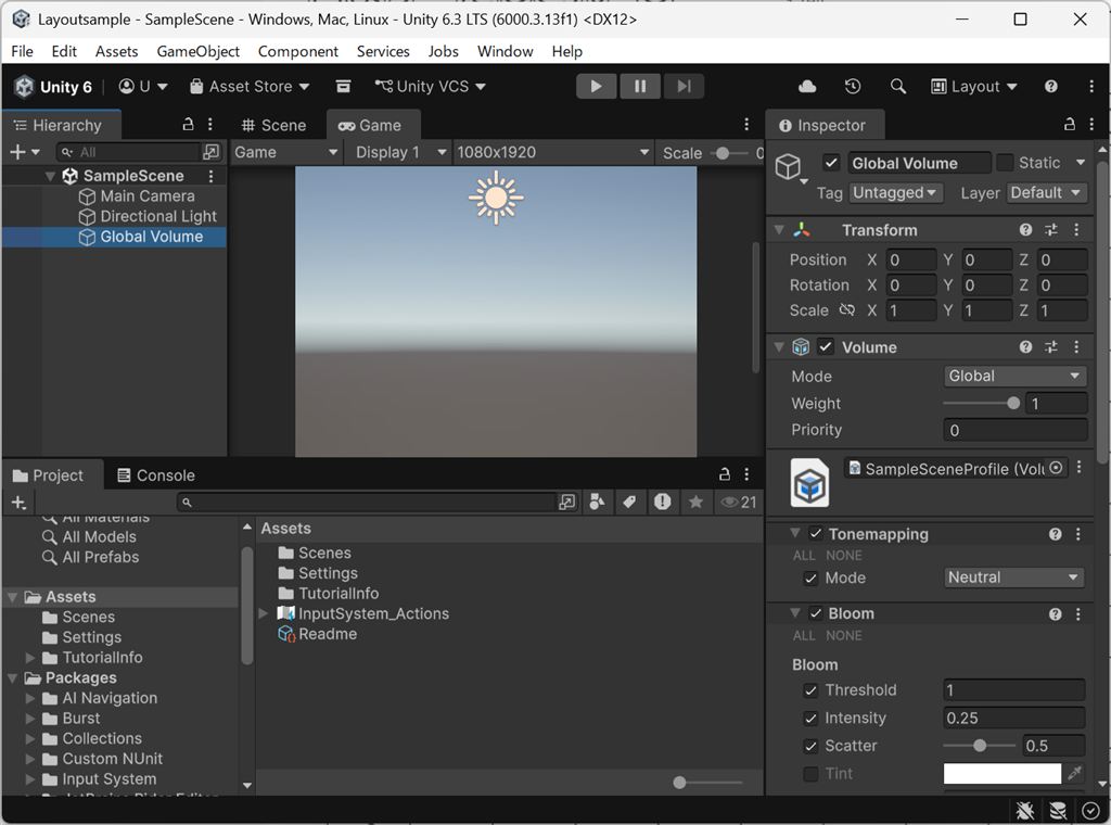UnityのDefaultレイアウト全体