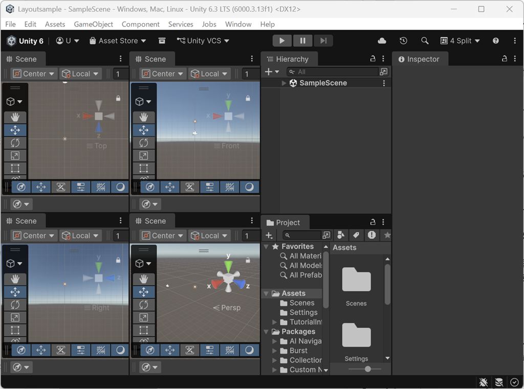 Unityの4Splitレイアウト全体