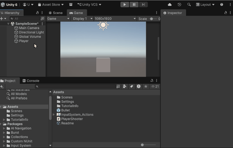 BulletをBullet Prefab欄にドラッグしてセットする操作