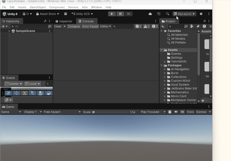Reset All Layoutsの操作GIF